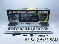 Синтезатор MQ-001UF с микрофоном, 61кл, LED дисплей, радио, USB, уроки, от сети, в/к